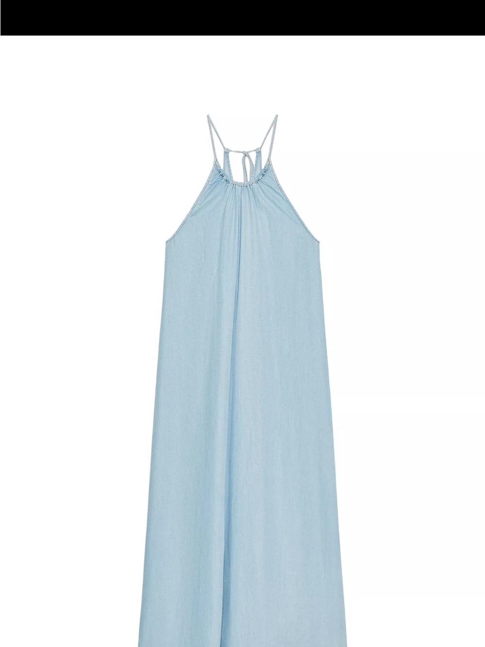 Zara Light Blue Gathered Halter Dress